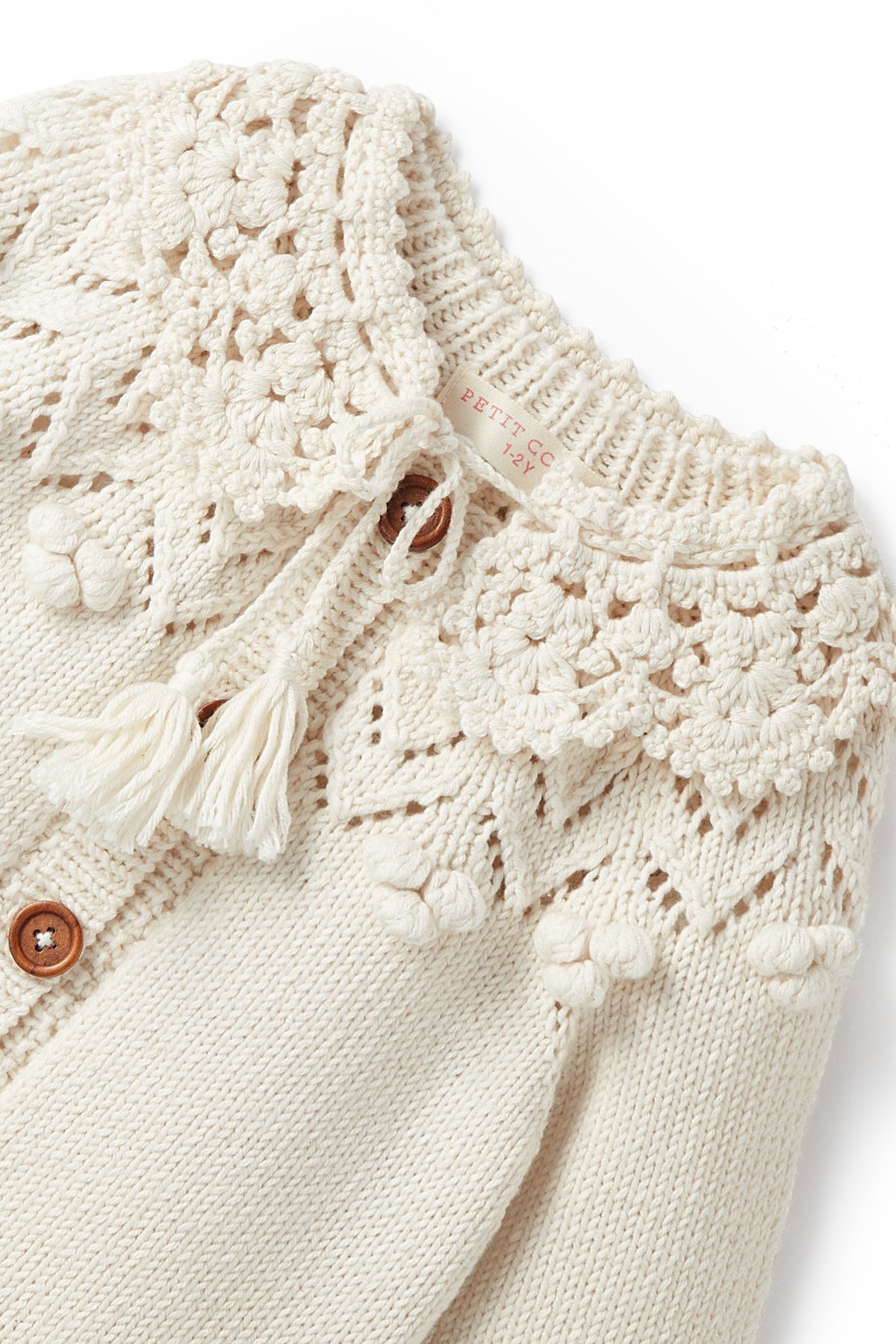 Collared Cotton Cardigan Ecru