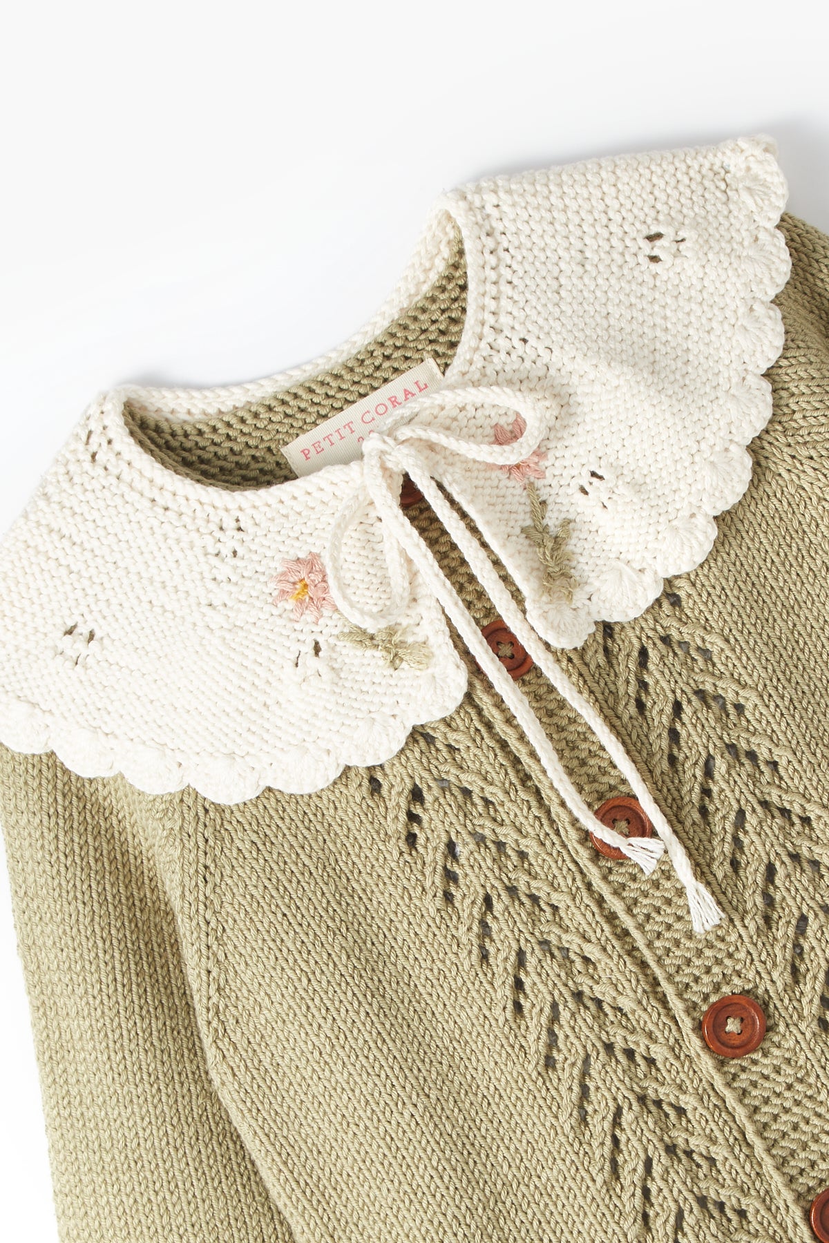 Collared Cotton Cardigan Green