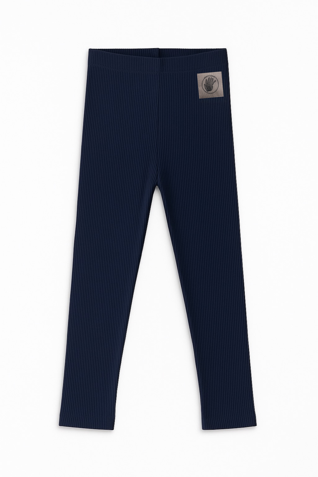 Ribbed Leggings-Navy blue