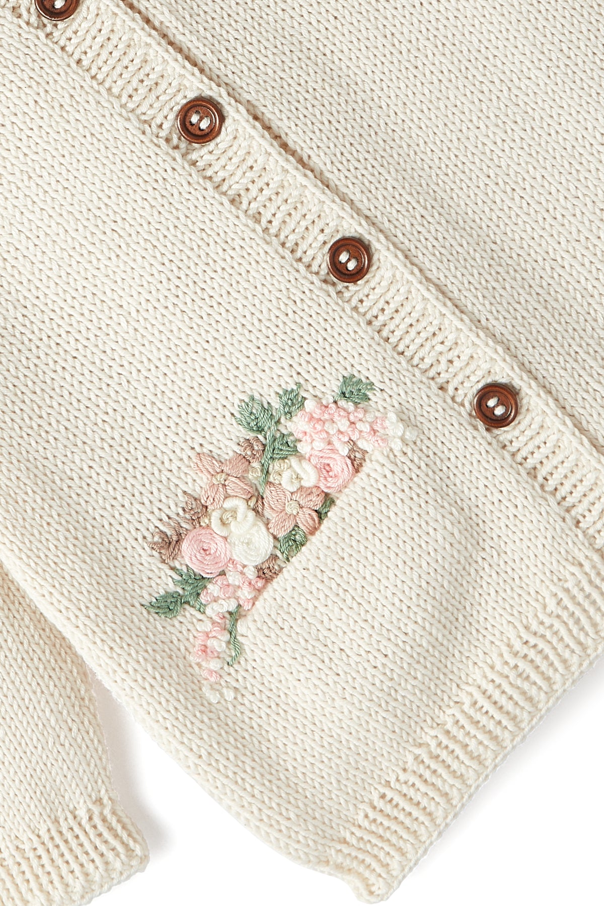 Cotton Embroidered Cardigan Soft Pink