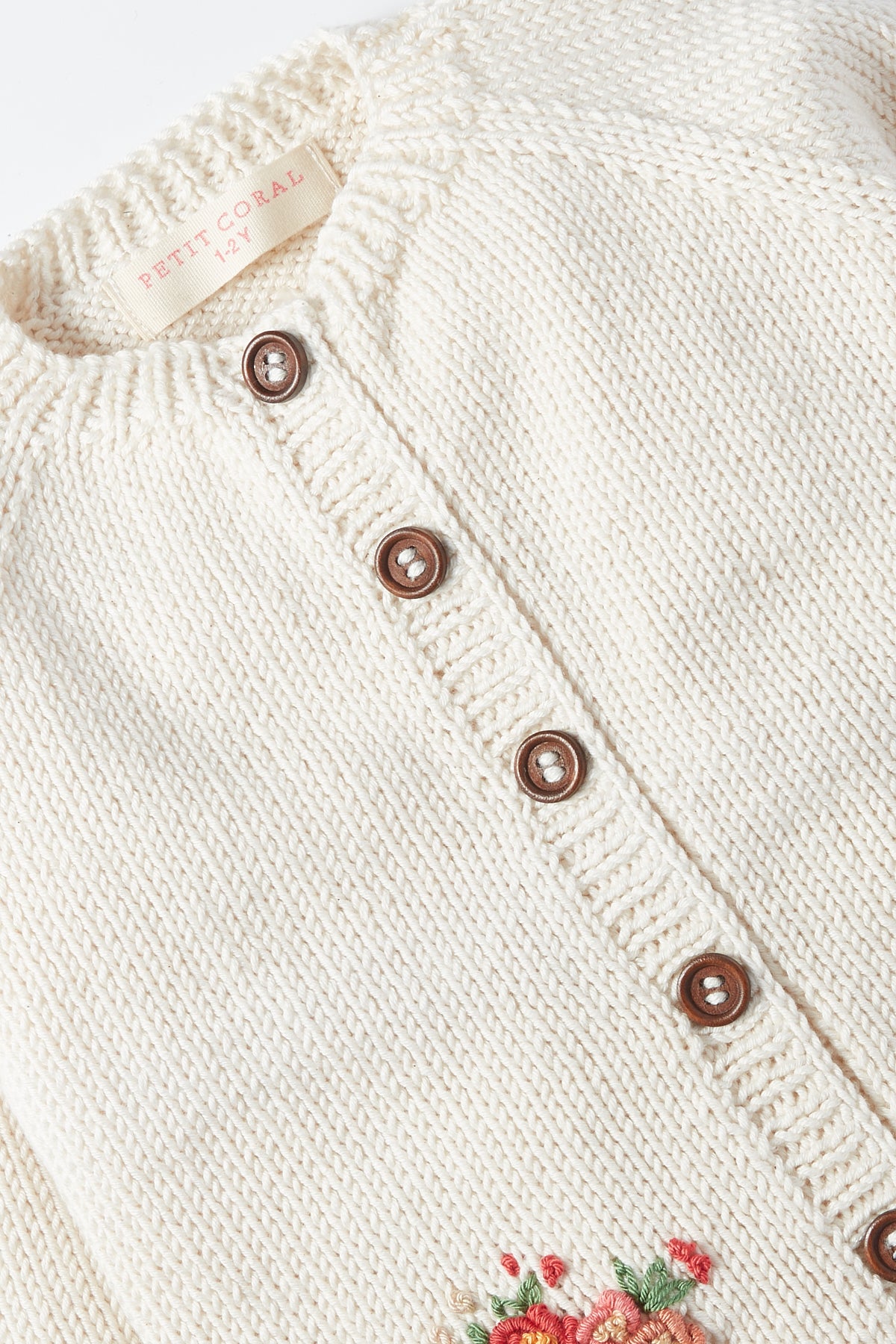 Cotton Embroidered Cardigan Vanilla White