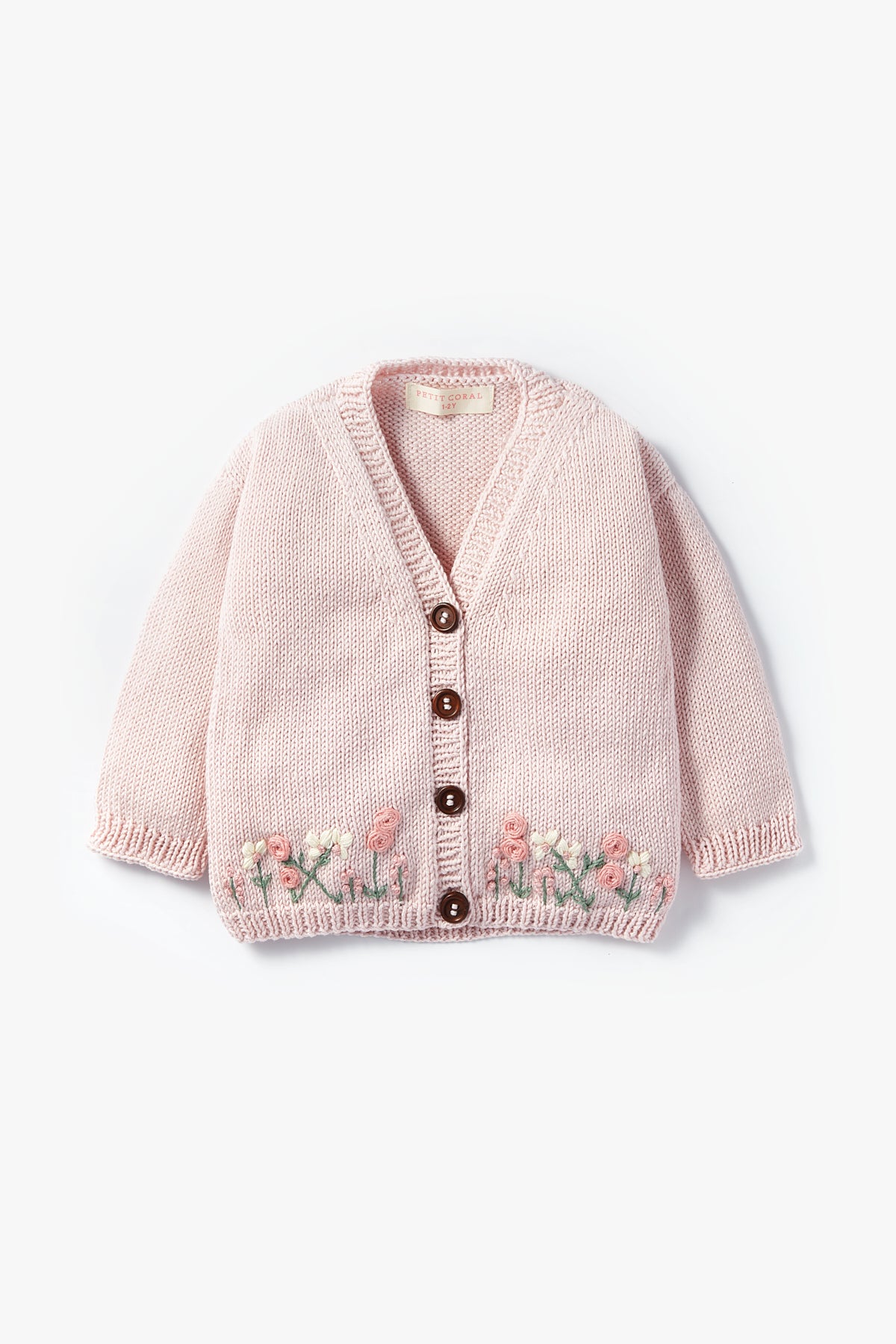 Cotton Embroidered Cardigan Soft Pink