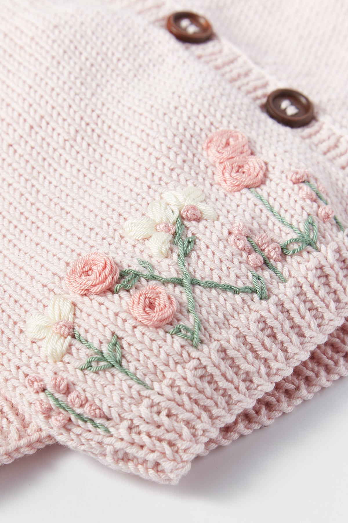 Cotton Embroidered Cardigan Soft Pink