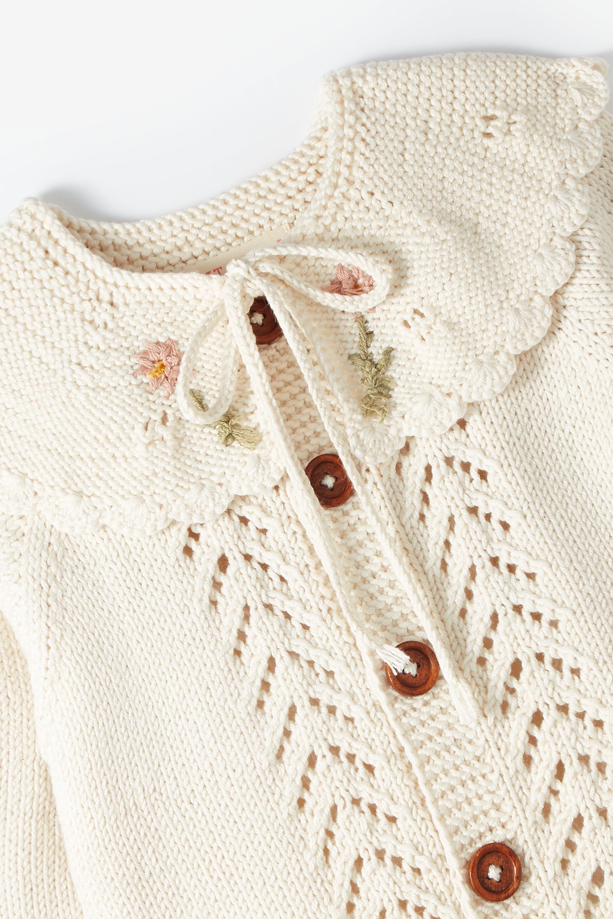 Collared Cotton Cardigan Vanilla White