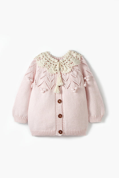 Collared Cotton Cardigan Soft Pink