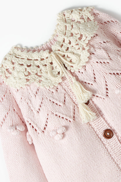 Collared Cotton Cardigan Soft Pink