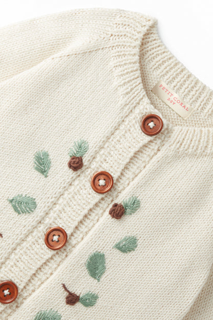 Leaf Embroidered Cardigan